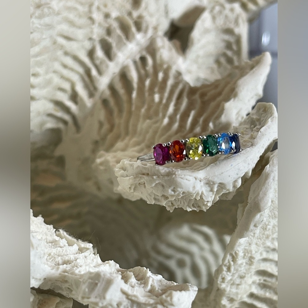 Pride! Sterling Silver 925 Rainbow Ring, size 7